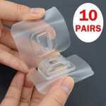 5 10 Pairs Double-sided Adhesive Wall Hooks Kitchen Strong Transparent Wall Shelf Office Cube Hangers