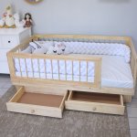 Bed With Rails And Drawers All-natural Wood Single Bed Size Wi Range