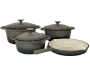 Pot Set 7 Piece Cast Iron Grooved Lid - Kitchen Essentials