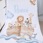 Personalised Fleece Blanket Noahs Watercolour All Animals Ark Set
