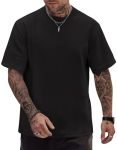 Herberton Mens Oversize Tshirt Thick Fall Tee-shirt Heavyweight Plain Color Round Neck Novelty Gym Stretchy Summer Cool Tee Tops