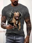 Men's Dog Print T-Shirt Casual Short Sleeve Crew Neck Tee Men's Clothing For Outdoor