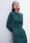 Draped Bodycon Dress - Green