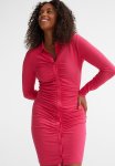Button-front Shirt Dress - Cerise