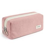 Kalidi Large Pencil Case Corduroy Pencil Pouch Box Cute School Supplies For Teen Girls Boys Dusky Pink