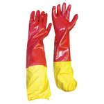 Pinnacle Pvc Red Smooth Shoulder Glove With Yellow Elastic