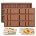 3-PIECE Rectangle Chocolate Bar Mold Set Silicone Flexible Baking Molds For Chocolate Candy Soap - Easy Release And Non-stick Ch