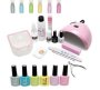 High Quality Uv/led Glam Gel Nail Polish Starter & Soak Off Kit - Set Of 19 Pink Lamp Pastel