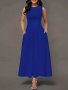 Plus Size Solid Color Sleeveless Dress Casual Pockets Crew Neck Maxi Dress For Spring & Summer Women's Plus Sizeclothing