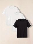 3PCS Solid Stretch Men's Casual Short Sleeve Round Neck T-shirts Set Summer Men's Clothing
