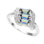 Genuine 0.68CT Emerald Cut Ocean Mystic Topaz In 925 Sterling Silver Ring