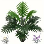 1PC Simulation Green Plant 12 Leaves Palm Tree Plant Faux Plants Monstera Leaves Suitable For Home Living Room Indoor Garden Dec