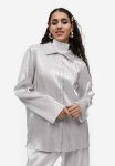 Shimmering Metallic Pleated Shirt - Silver-coloured