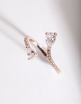 Rose Gold Open Teardrop Diamante Ring - M l