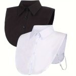 2PCS SET Solid Color Half Shirt Fake Collars Elegant Thin Inside Dickey Collars Business Suit Matching False Collars For Women