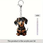 Acrylic Dachshund Keychain 2D Flat Cartoon Puppy Decorative Backpack Clip Festive Accessory For Dog Lovers
