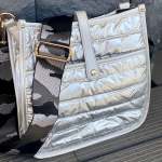 Buttoned Puffer Tote - Grey