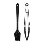 Regent Basting Brush & Serving Tong Set Nylon Speckled & Ss