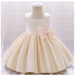 Cream Special Occasions Dress With Big Bow Clip On