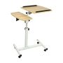 Movable Bedside Adjustable Laptop Table With Wheel Brown & White