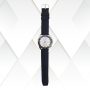 Initial Mens Watch Black Silicone Strap With White Face