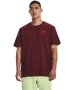 Men's Ua Logo Embroidered Heavyweight Short Sleeve - Chestnut Red / LG