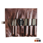 Leather Knife Roll Bag - Brown