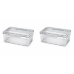 Two Pack - Large Glass Bowl With Lid - Grey
