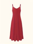 Women's Simple Lounge Dress Plus Size Solid V Neck Spaghetti Straps Loose Cami Sleep Dress