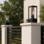 Metal Square Outdoor Post Top Light Black And Clear Glass