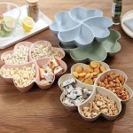 4-COMPARTMENT Plastic Snack Tray - Reusable Candy Serving Platter For Appetizers Desserts Nuts Fruits Circular Multipurpose Sect