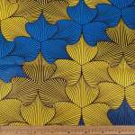 Wax Printed Piece Leaf Blue&mustard: 480CMX112CM