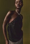 Rhinestone-strap Halterneck Top - Black