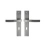 Door Handles On Plate Cylinder Key Entry Stipple Matt Grey Finish Louna 195MM