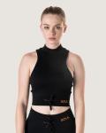 Ribbed Statement Racer Back Top - Black - Medium