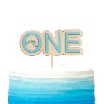 Wave Wood Cake Topper - The Big One Wave Themed Cake Topper Summer Surf First Birthday Cake Decorations Beach Themed Party Suppl
