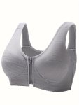 Zipper Full Coverage Bra Comfy & Breathable Wireless Bra Women's Lingerie & Underwear