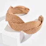 1PC Straw Twist Headband Wide-brimmed Solid Color Headband Hair Hoop Boho Holiday Party Banquet Seaside Hair Accessories