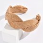 1pc Straw Twist Headband Wide-brimmed Solid Color Headband Hair Hoop Boho Holiday Party Banquet Seaside Hair Accessories