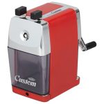 Carl CC-2000 Red Heavy Duty Pencil Sharpener All-metal Manual Crank For Classroom Home And Art Precision Sharp Points Jam-resist