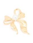 Goldair Gold Pearl Center Bow Brooch