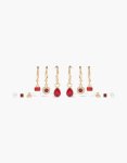 Goldair Gold Pearl & Red Cubic Zirconia Earrings 6-PACK