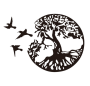 Fss Tree Of Life Metal Wall Art With 3 Pcs Birds - 50 Cm