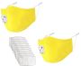 2 X Kids Yellow Face Mask With Breathing Valve And 10 Filters