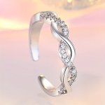 1PC Chic Cuff Ring Trendy Intertwine Design Paved Shining Rhinestone Match Daily Outfits Party Accessory Adjustable Jewelry
