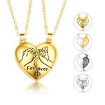2PCS Magnetic Love Heart Couple Necklace For Lovers Gothic Punk Heart Pendant Necklace For Men Women Necklaces Jewelry Gift