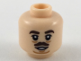 Parts Minifigure Head Dark Brown Eyebrows And Small Moustache Medium Nougat Sagging Lines Under Eyes And Chin Pattern - Hollow Stud 3626CPB2190