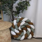 Cot Bumper Braided 3 Strand Brown White And Dark Green