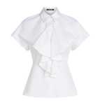 Short Sleeve Ruffle Shirt -white