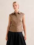 Nova Ruched Collared Top - 18 Brown Lentil